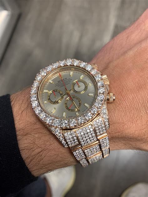 icy rolex rose gold|iced out rolex gold chain.